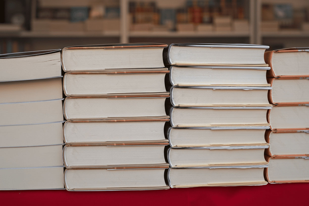 Libros apilados para intercambio